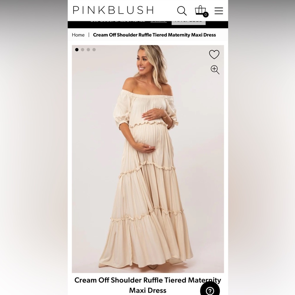 Cream Off Shoulder Ruffle Tiered Maternity Maxi Dress